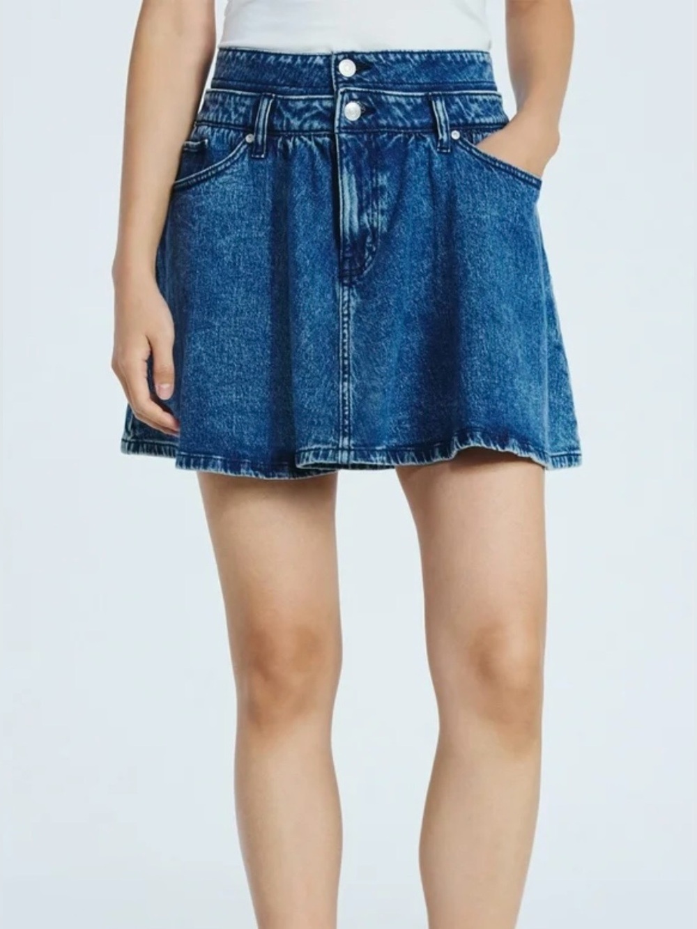 Scoop Women's Denim Mini Skirt with Double Waistband, Sizes 0”